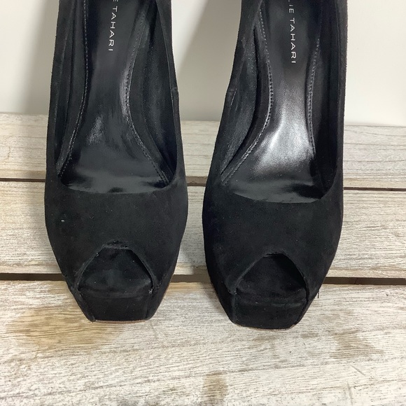 Elie Tahari Black Peep Toe Heel - Picture 3 of 6